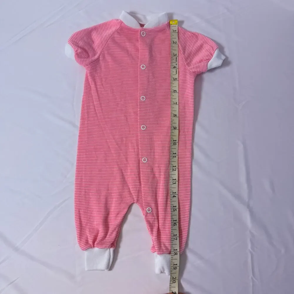 Vintage 1986 Tommee Tippee Playskool Pink Pinstripe Pajamas Sz M